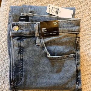 Express Women's Skinny High Rise Jeans - Blue